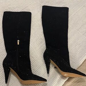 JESSICA SIMPSON BLACK RHINESTONE HIGH HEEL BOOTS